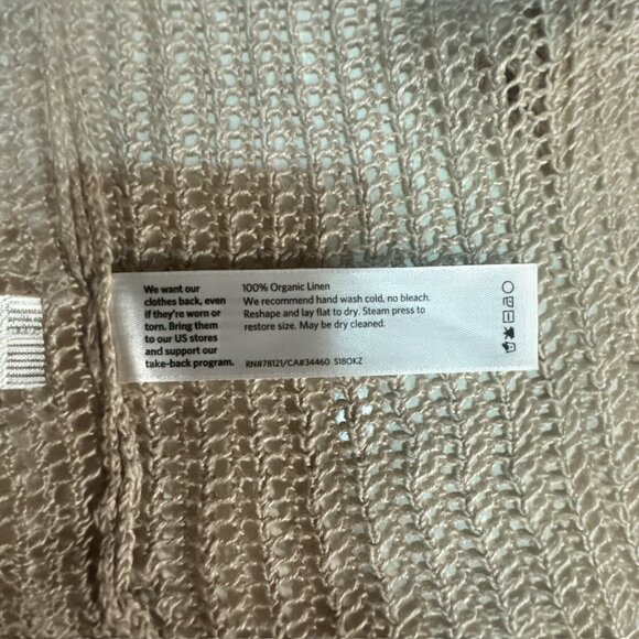 100% Organic Linen Cardigan Eileen Fisher Open Weave- Small, Beige - Picture 3 of 5